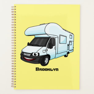 Happy campervan Cartoon Illustration Planer
