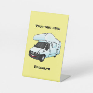 Happy campervan Cartoon Illustration Sockelschild