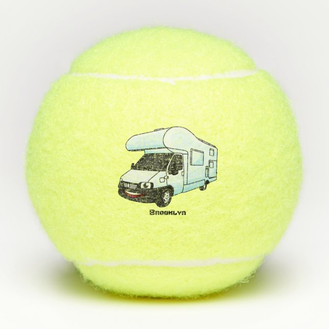 Happy campervan Cartoon Illustration Tennisbälle (Vorderseite)
