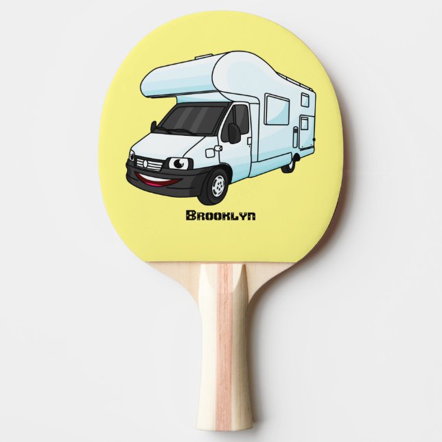 Happy campervan Cartoon Illustration Tischtennis Schläger (Vorderseite)