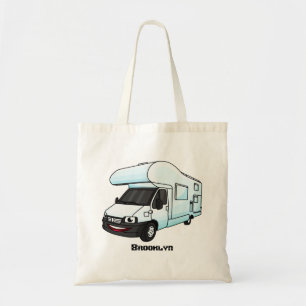 Happy campervan cartoon illustration tragetasche