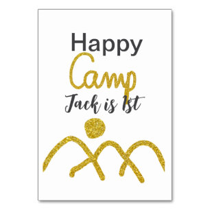 Happy Camping Camper eines Geburtstags Kinder gold Tischnummer