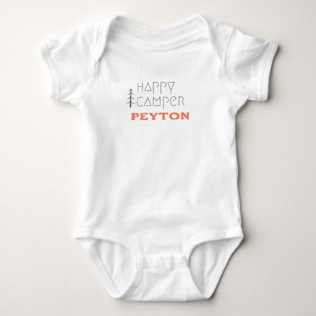 Happy Camping.Individuelle Name.Baby One-Piece Bod Baby Strampler (Vorderseite)