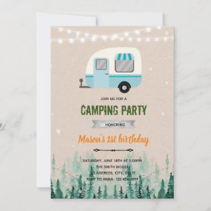 Happy Camping Junge Thema einladen Einladung