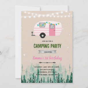 Happy Camping Mädchen Thema einladen Einladung