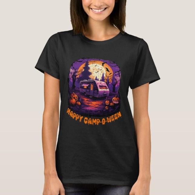 Happy CampOWeen Camping Halloween Kostüm Pumpkin T-Shirt (Vorderseite)