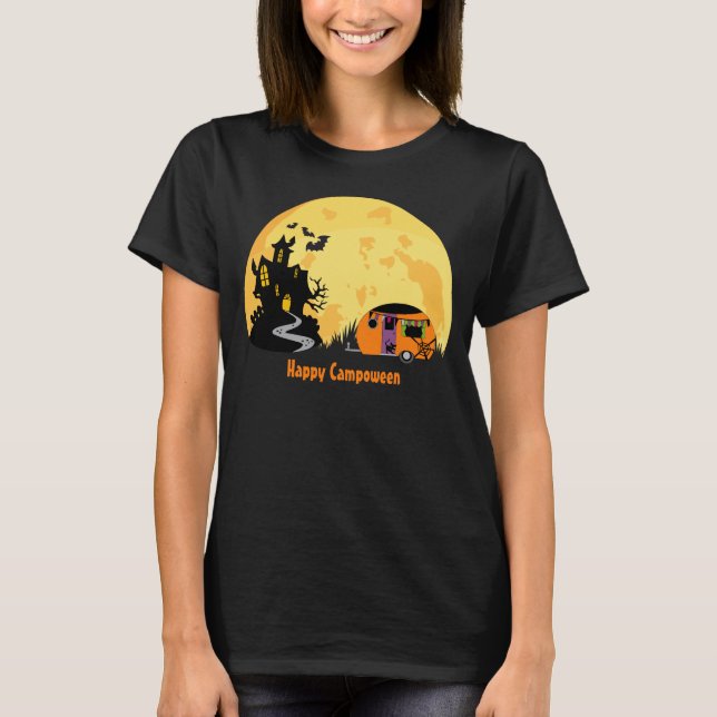 Happy Campoween Spuk Wohnwagen T-Shirt (Vorderseite)