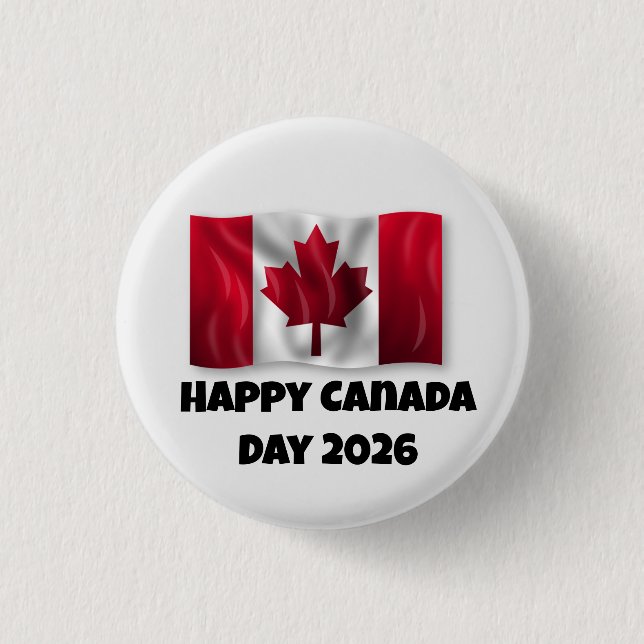 Happy Canada Day 1 Inch Round Button (Vorderseite)