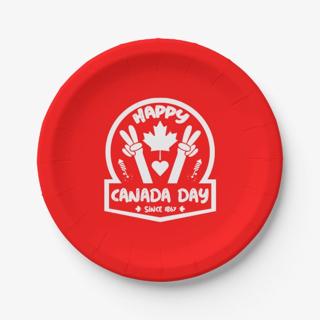 Happy Canada Day 1. Juli Pappteller (Vorderseite)