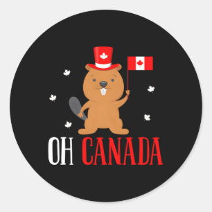 Happy Canada Day Canadian Groundhog Flag Runder Aufkleber