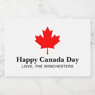Happy Canada Day Custom Text mit rotem Ahornblatt Lebensmitteletikett