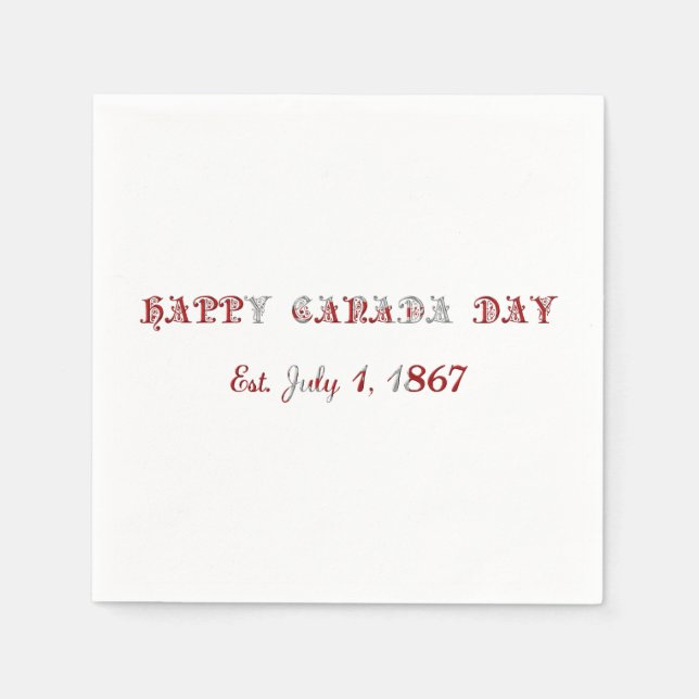 Happy Canada Day Est. 1. Juli 1867 Typografie Serviette (Vorderseite)