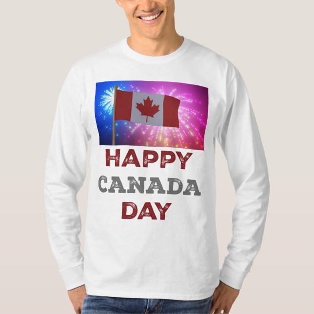 Happy Canada Day Fireworks T-Shirt (Vorderseite)