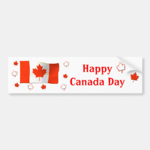 Happy Canada Day Flag and Maple Blätter Autoaufkleber