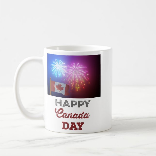 Happy Canada Day Flag & Fireworks Kaffeetasse (Links)