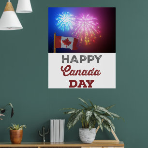 Happy Canada Day Flag & Fireworks Poster