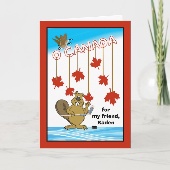 Happy Canada Day for Friend Hockey Theme Karte (Vorderseite)