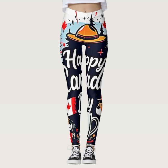 Happy Canada Day Fun Leggings (Vorderseite)