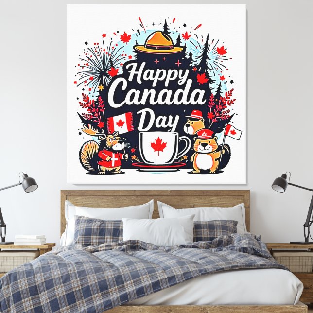 Happy Canada Day Fun Leinwanddruck (Insitu (Schlafzimmer))