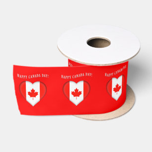 Happy Canada Day Maple Leaf Kanadisches Herz Satinband