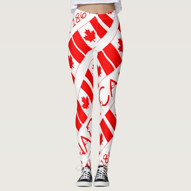 Happy Canada Day Maple Leaf Pattern Funny Leggings (Vorderseite)