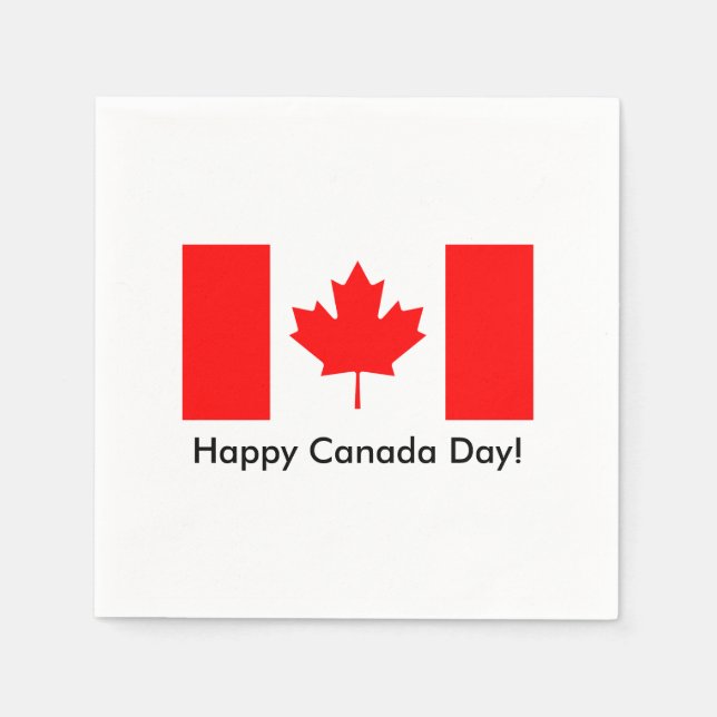 Happy Canada Day Napkins mit kanadischer Flagge Serviette (Vorderseite)