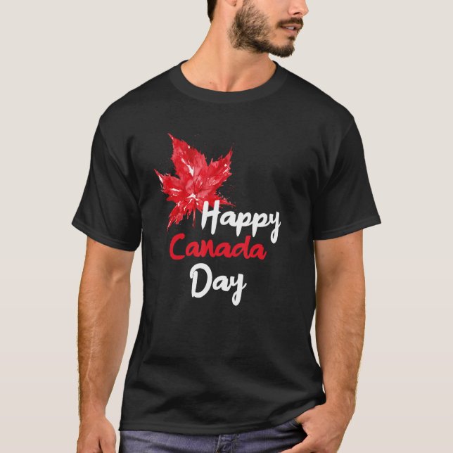 Happy Canada Day Party Canadian Flag Maple Patriot T-Shirt (Vorderseite)