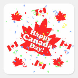 Happy Canada Day Party Quadratischer Aufkleber