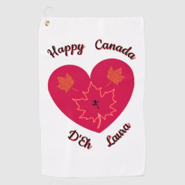Happy Canada D'Eh Heart, Frog, Ahorn Blätter Golfhandtuch