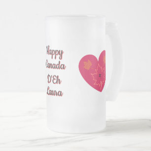 Happy Canada D'Eh Heart, Frog, Ahorn Blätter Mattglas Bierglas