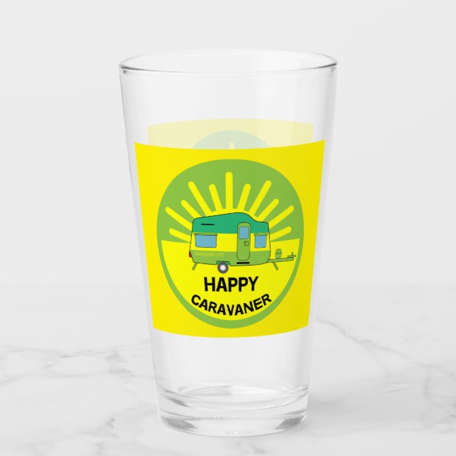 Happy Caravaner | Caravan Geschenke | Wohnwagen |  Glas (Vorderseite)