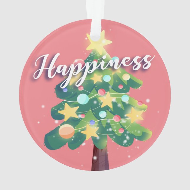 Happy Carton Weihnachtsbaum Pink Ornament (Rückseite)