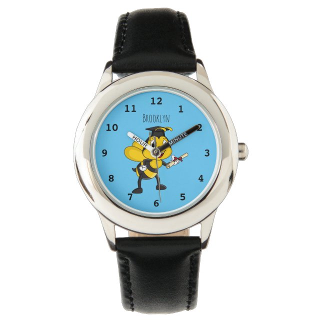 Happy Cartoon bee Abschluss Armbanduhr (Vorderseite)