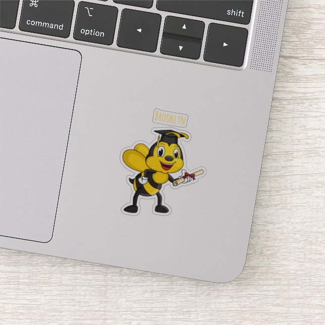 Happy Cartoon bee Abschluss Aufkleber (Ausschnitt)