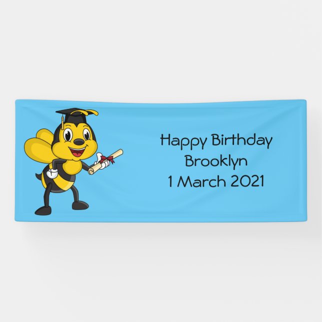 Happy Cartoon bee Abschluss Banner (Horizontal)
