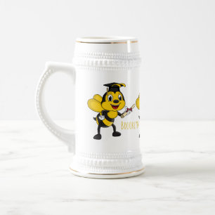 Happy Cartoon bee Abschluss Bierglas