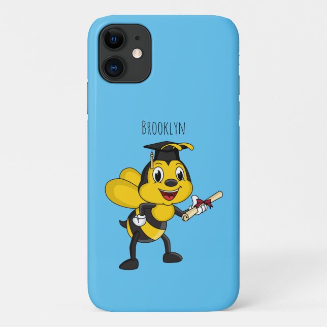 Happy Cartoon bee Abschluss Case-Mate iPhone Hülle (Rückseite)