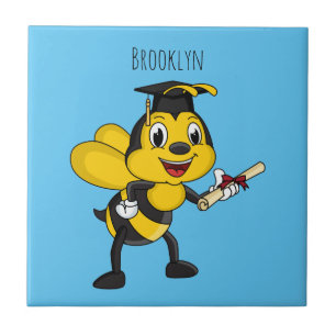 Happy Cartoon bee Abschluss Fliese