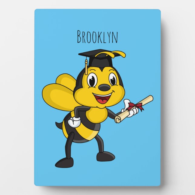 Happy Cartoon bee Abschluss Fotoplatte (Vorderseite)