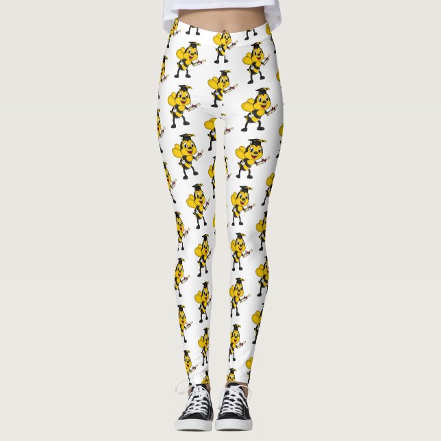 Happy Cartoon bee Abschluss Leggings (Vorderseite)