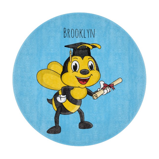 Happy Cartoon bee Abschluss Schneidebrett (Vorderseite)