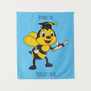 Happy Cartoon bee Abschluss Wandteppich