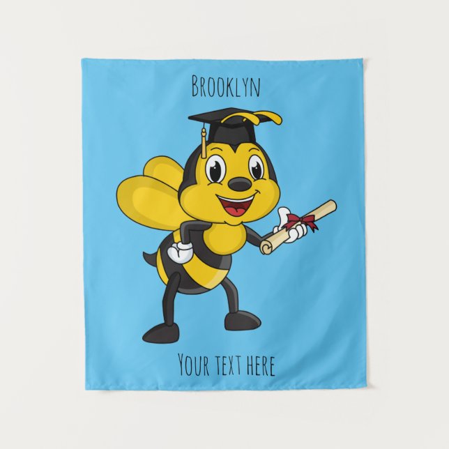 Happy Cartoon bee Abschluss Wandteppich (Vorderseite)