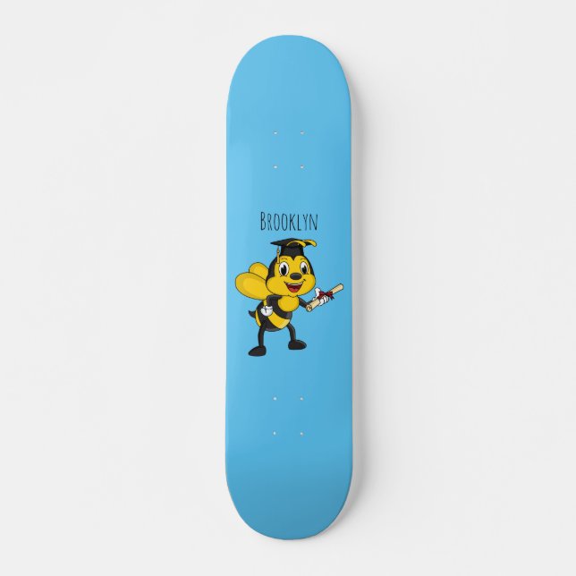Happy cartoon bee graduation skateboard (Vorne)