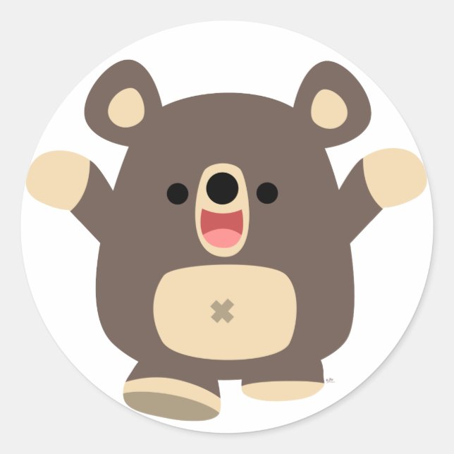 Happy Cartoon Black Bear autocollant (Devant)