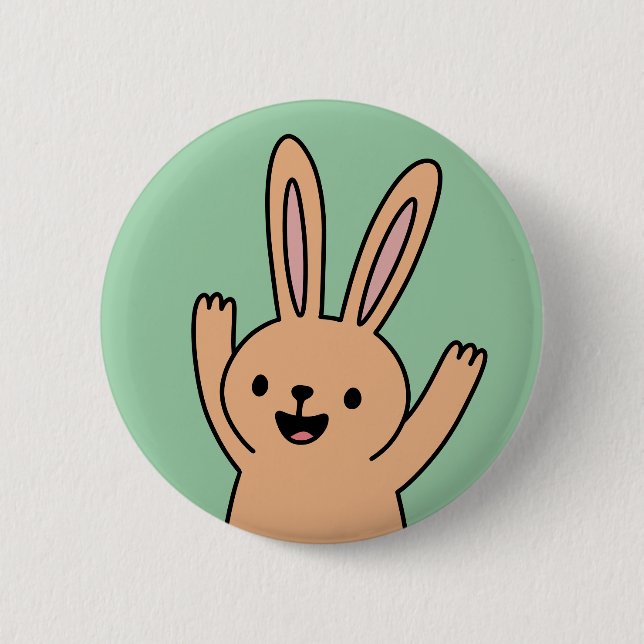 Happy Cartoon Bunny rabbit Button (Vorderseite)