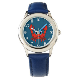 Happy Cartoon Crab Kids Armbanduhr
