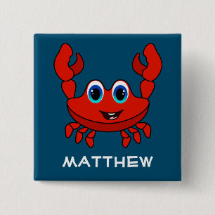 Happy Cartoon Crab Personalisiert Kids Button