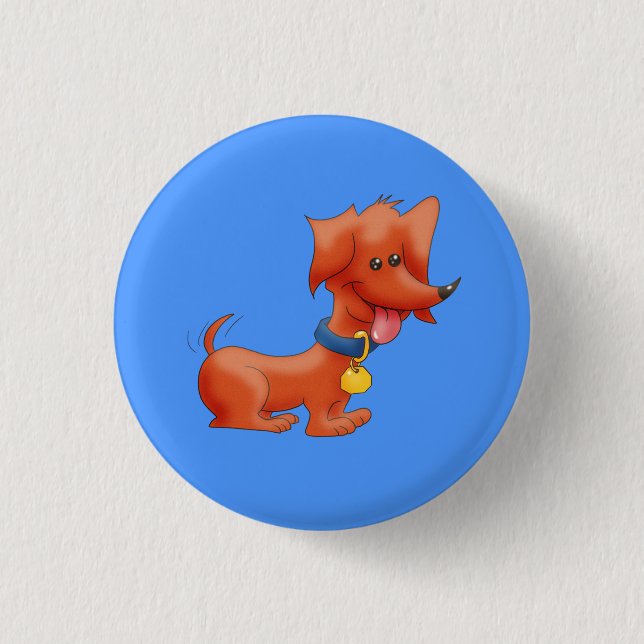 Happy Cartoon Dackel Button (Vorderseite)