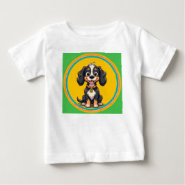 Happy Cartoon Dog in einem farbigen Circular Frame Baby T-shirt